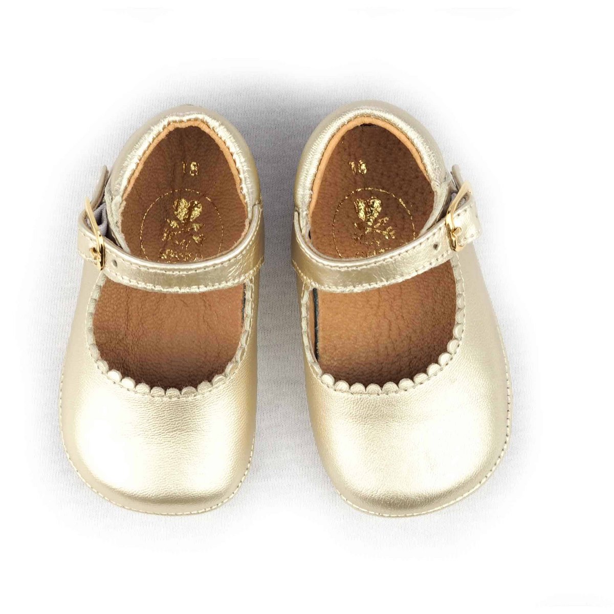 Scarpe classiche da bambina in pelle color oro