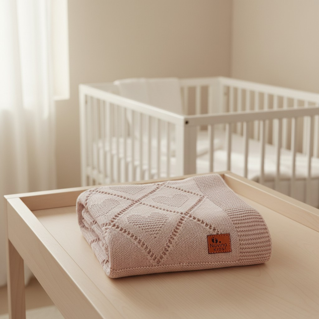 Nuvinokids® Coperta per neonati Crema Cuori
