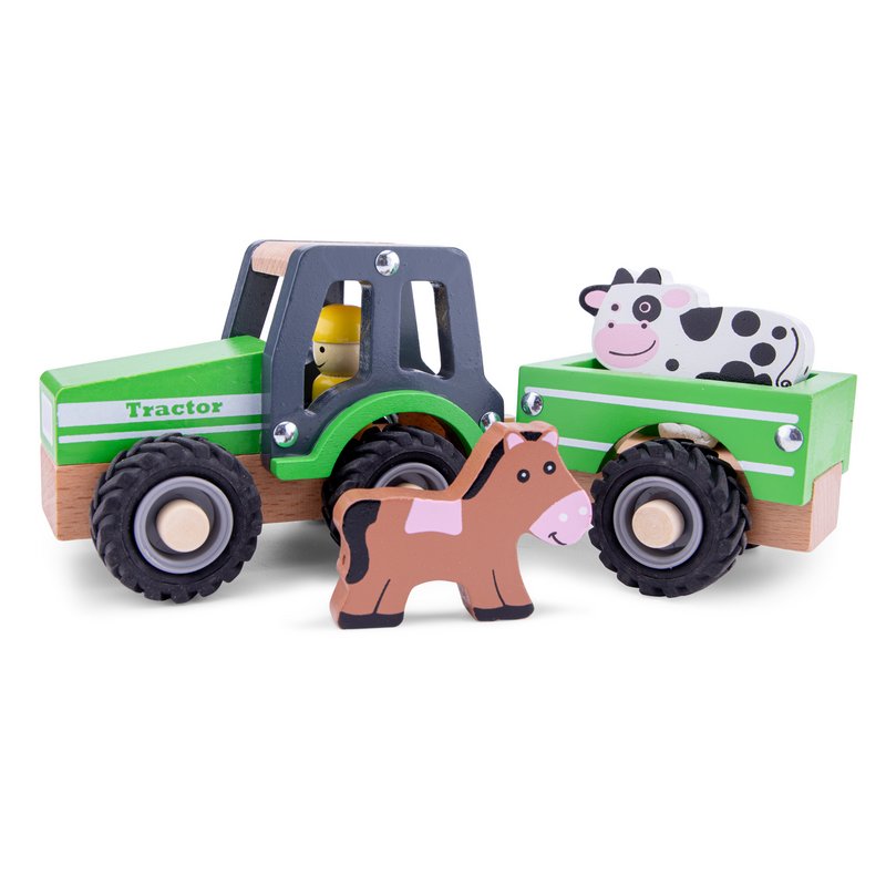 Tracteur en bois avec remorque - Animaux