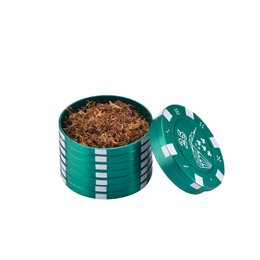 CHAMP HIGH - Broyeur à tabac & Herbes aromatiques - Moulin à épices - 3 Parties et Dents de Requin - Design moderne - Diamètre 42 mm - Avec grattoir - Zinc - Jeton de poker