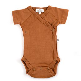 Uld wrap-over romper kortærmet - Merinould - Argan Oil
