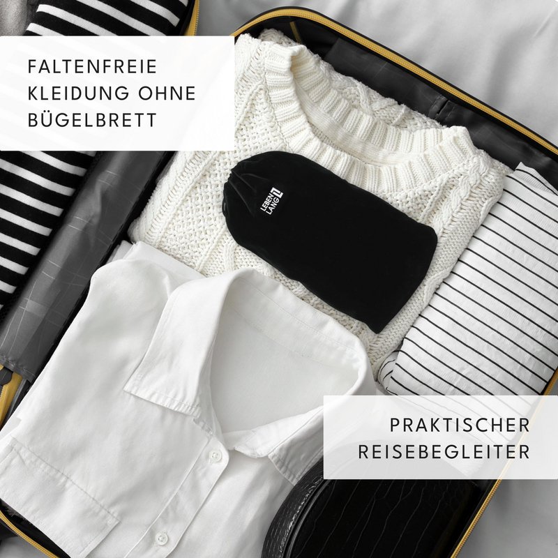 LEBENLANG Steamer Dampfglätter Reise - Kompakt Faltbar & Inkl. Reise Set I Steam Iron Dampfbürste Dampfbügeleisen für Dampfglätten Bügeln im Urlaub I Hand Reisesteamer mini handheld Travel Steamers