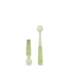  Green kids cutlery set with spoon and fork in sage color.
