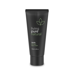 A black tube of APOLLO Face Cream for Men by Living Pure Natural. The cream is designed for men's skin and features a natural, plant-based formula.