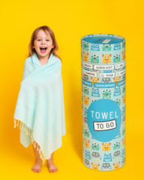 TOWEL TO GO IPANEMA KIDS Cotton Beach Towel 180x100 cm | Lightweight Quick Dry | Mint | with Gift Box
