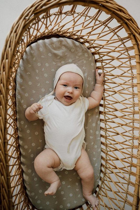 Tisu Bassinet Sheet, Creme Daisy