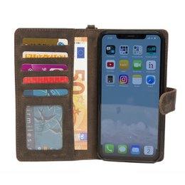 Apple iPhone XS Max Bookcase Case ciemnobrązowy Skóra