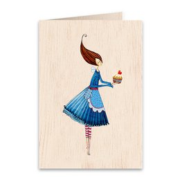 Cupcake Wooden folded greeting card