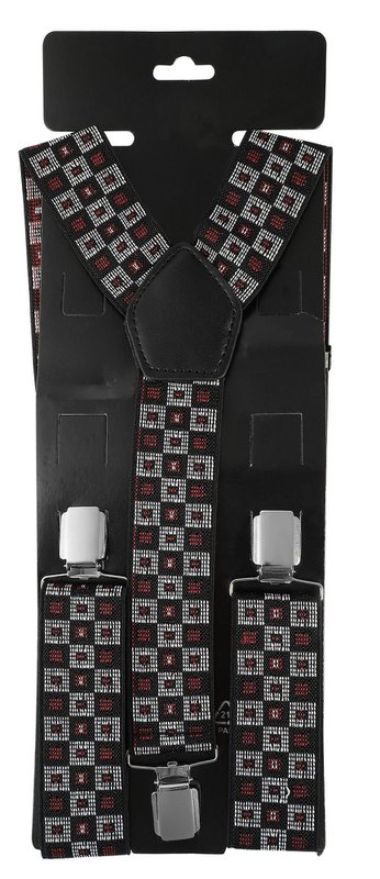Bretelle lunghezza totale 95 cm, nero/bianco/rosso