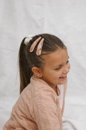 Set mit 3 Terrakotta-Haarspangen: flauschig und blumig, Herbststimmung