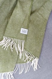 Wool blanket / cuddly blanket herringbone moss