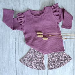 Ruffle Longsleeve Rib Jersey Oud Lilac