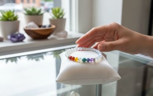 Damenarmband Opalit 6 mm mit Chakra-Steinen