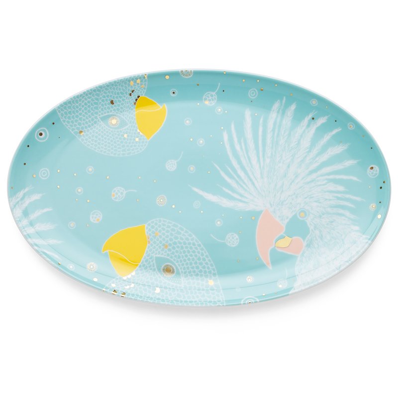Oval Platter with Parrots