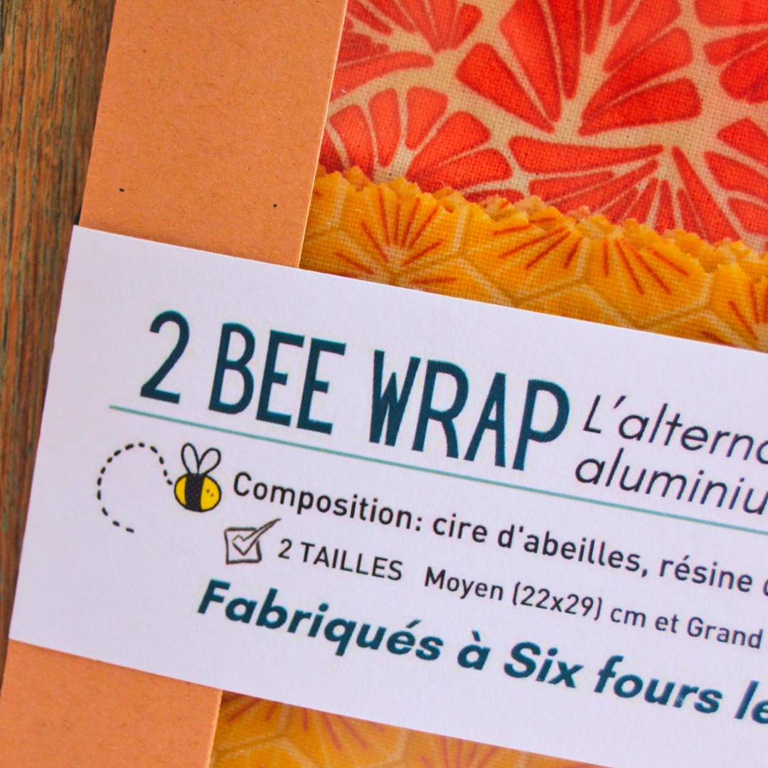 Bee Wrap Emballage réutilisable et zéro déchet 2 tailles duo  M (22*29cm) , L ( 30 cm * 30cm) 