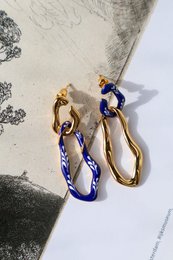 Varia Enamel 2-in-1 Earrings — Blue & Silver