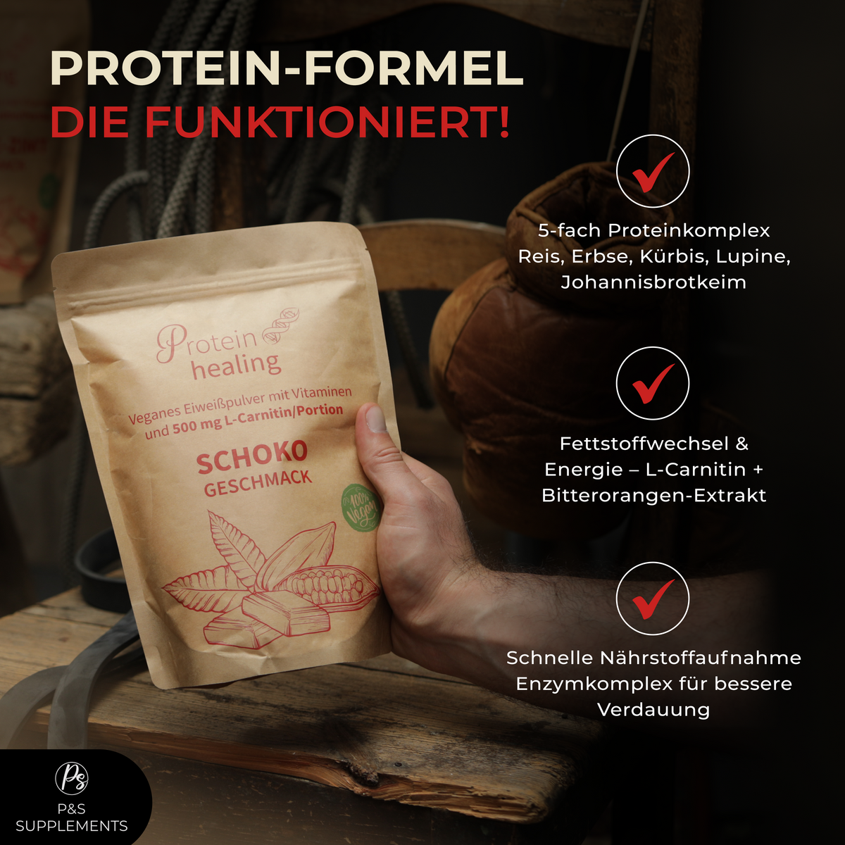 P&S SUPPLEMENTS vegan chocolate powder 500g