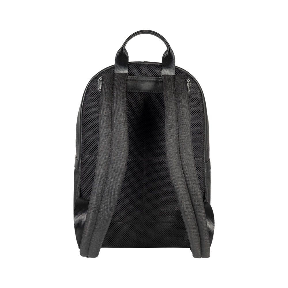 RB2001A | Netbook-/tabletrugzak van nylon/echt leer, met lichte nerf. Ritssluiting en verstelbare schouderbanden - Zwarte kleur - Afmetingen: 27 x 38 x 14 cm Verpakking: Tas van niet-geweven stof