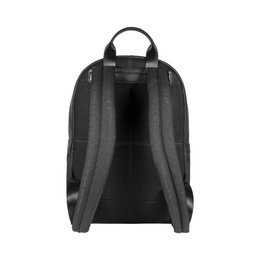 RB2001A | Netbook/Tablet Backpack in Nylon/Genuine Leather, with light grain. Zipper closure and adjustable shoulder straps - Black color - Dimensions: 27 x 38 x 14 cm. Packaging: Non-woven fabric bag