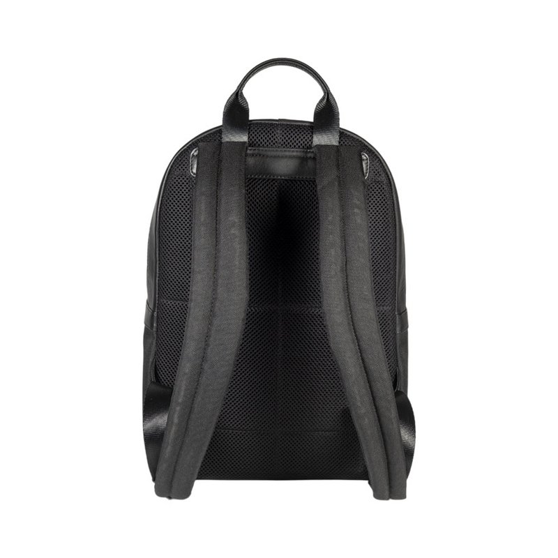 RB2001A | Netbook/Tablet Backpack in Nylon/Genuine Leather, with light grain. Zipper closure and adjustable shoulder straps - Black color - Dimensions: 27 x 38 x 14 cm. Packaging: Non-woven fabric bag