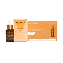 This facial pack contains Vitamin C and Hyaluronic Acid to nourish and hydrate the skin. The serum is 30 ml and the ampoules are 5 x 2 ml.