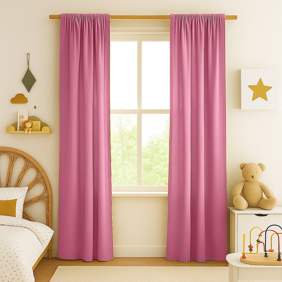 Cortinas de gasa de algodón orgánico rosa