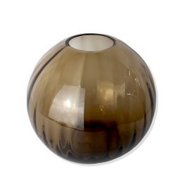 Glass vase round grooves brown vase glass handmade ball vase