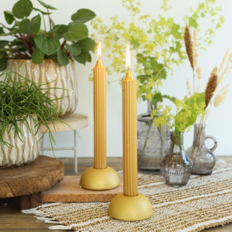 Bleistiftkerze H.20 Ø2,2 cm Gold Metallic Set 4