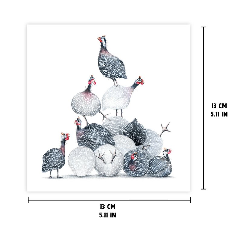 Funny Guinea Fowls - Greeting Card, 13 x 13 cm, Birds, Cards