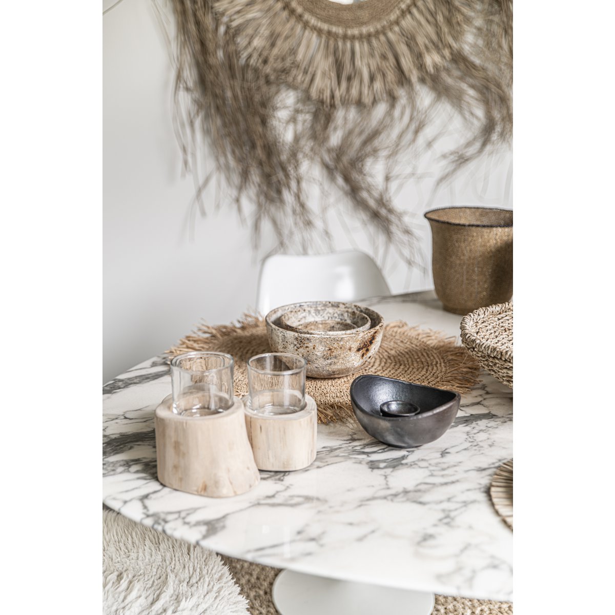 De Fringe Raffia Placemat Round - Naturel