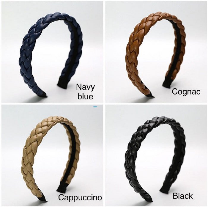 Braided Leather-Look Headband