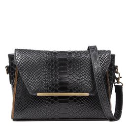  Genuine leather shoulder bag in a variety of colors including black, dark brown, mustard, military green, and dark brown. Features a snake-embossed pattern and a metal accent.