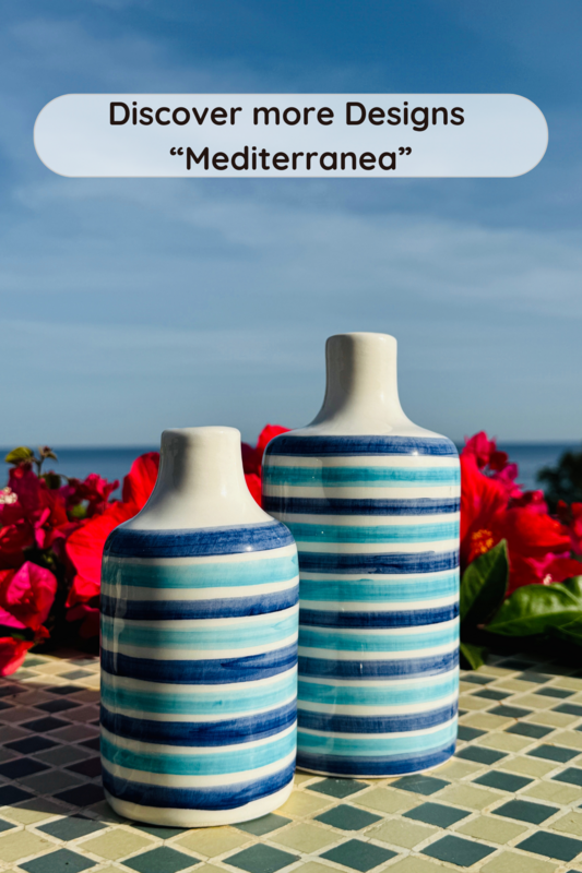 Handgemachte Ölflasche Ölspender Ölkännchen Keramikflasche "Vivace" für Olivenöl & Essig aus Italien 250/500ml