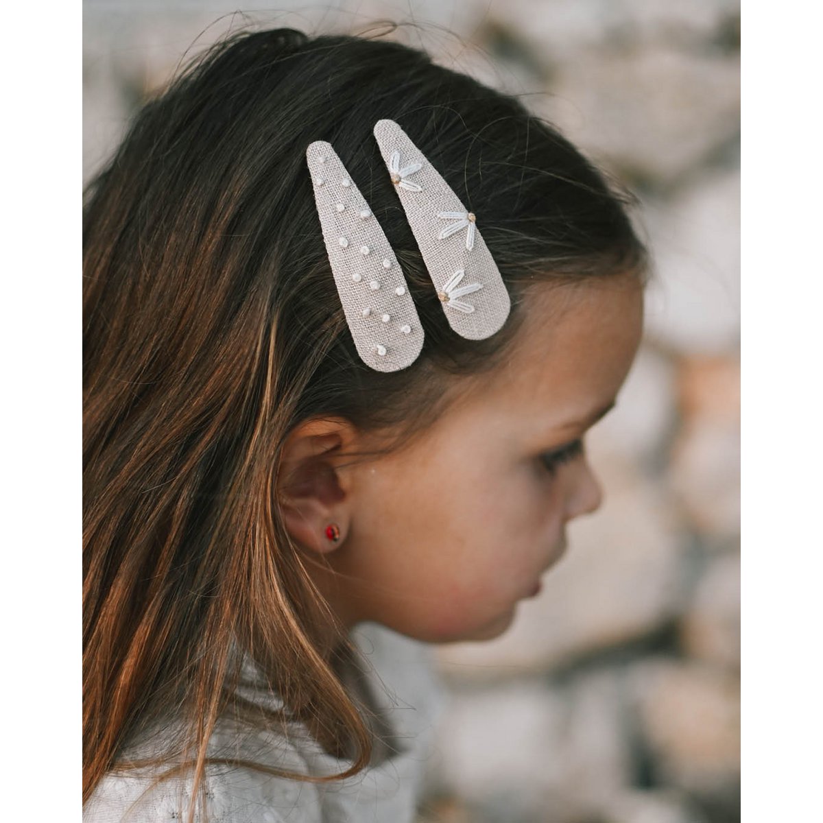 Barrettes beige bloom + pois