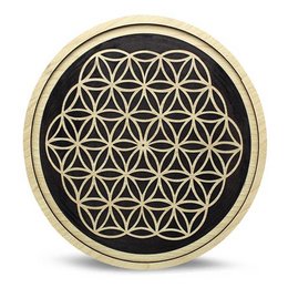 Houten Crystal Grid Dienblad Flower of Life Reverse 30 cm Set van 2