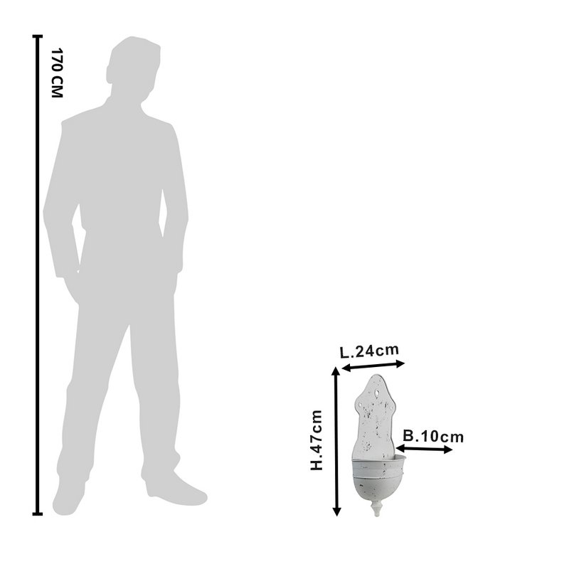 Planthouder 24x10x47 cm Wit Grijs Metaal Hangpot