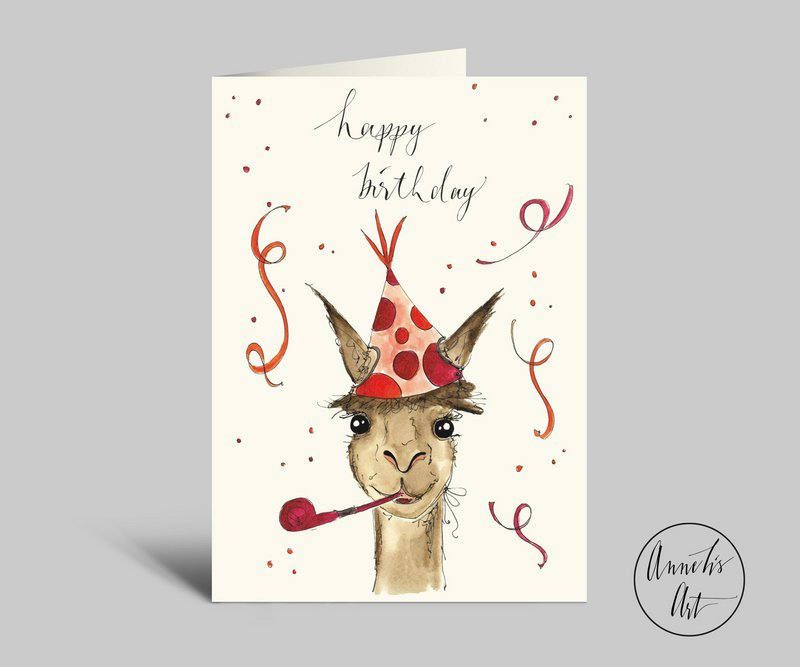 birthday card | ALPACA | happy birthday | Folded card with envelope
