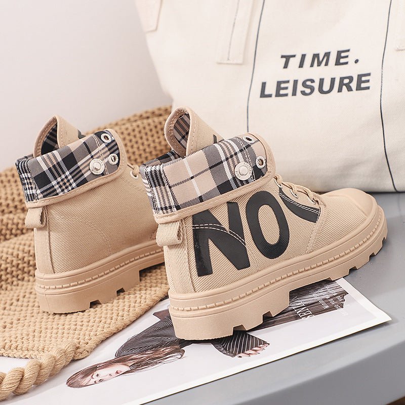 Nouveau Bottes courtes en toile pour filles, montantes, assorties avec tout, chaussures pour femmes