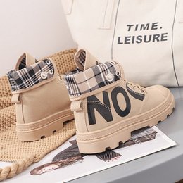 Nouveau Bottes courtes en toile pour filles, montantes, assorties avec tout, chaussures pour femmes