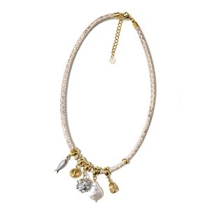 Spotted Leather Cord Necklace with Pendants