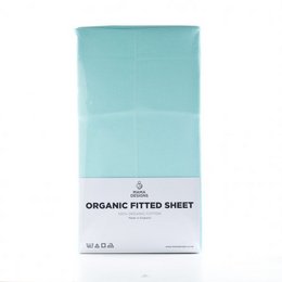 Turquoise organic fitted sheet for crib, cot bed, and moses basket. Made with high-quality, soft material for a comfortable fit.