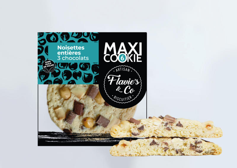 Maxi Cookie noisettes entières - 3 chocolats