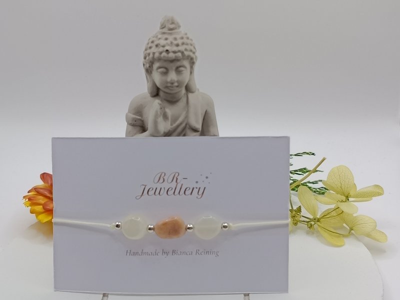Pulsera de piedras preciosas de piedra lunar macramé