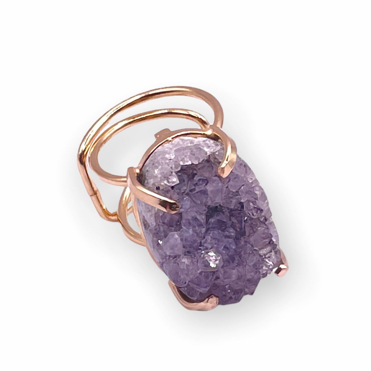 Ring Amarzão Grå Druzy Guld