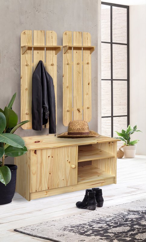 Wandgarderobe mit 6 Haken und 1 Ablage