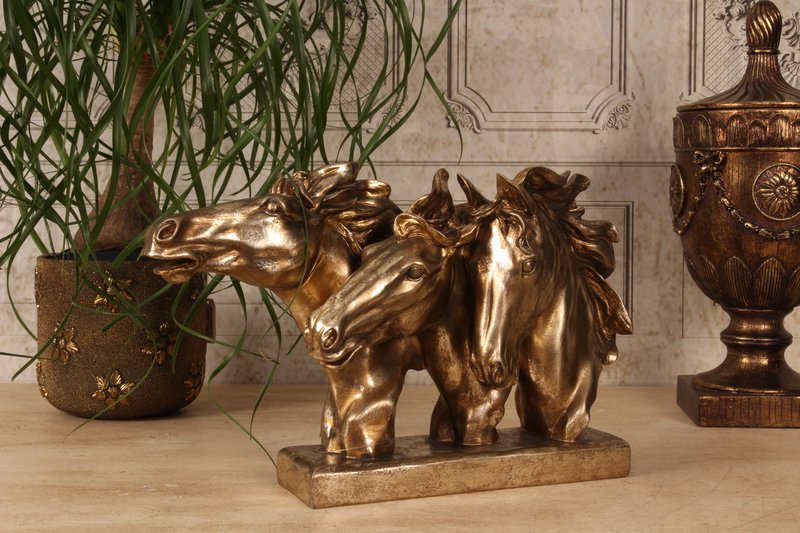 Horses Figurine 27 cm - Gold - Resin