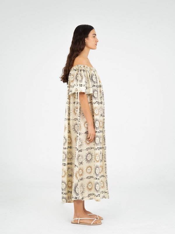 Vestido largo con estampado de sol Soleil