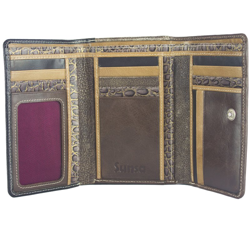 Sunsa damesportemonnee. Leren portemonnee. Portemonnee met RFID-bescherming. Portemonnee gemaakt van overgebleven leer. Grote portemonnee voor dames met veel vakjes voor creditcards - portemonnee voor dames, cadeau-idee