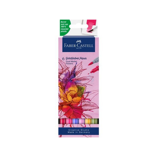 Duo watercolor marker FC Goldfaber case 6 pcs. Flowers color nos: 112, 229, 107,119,