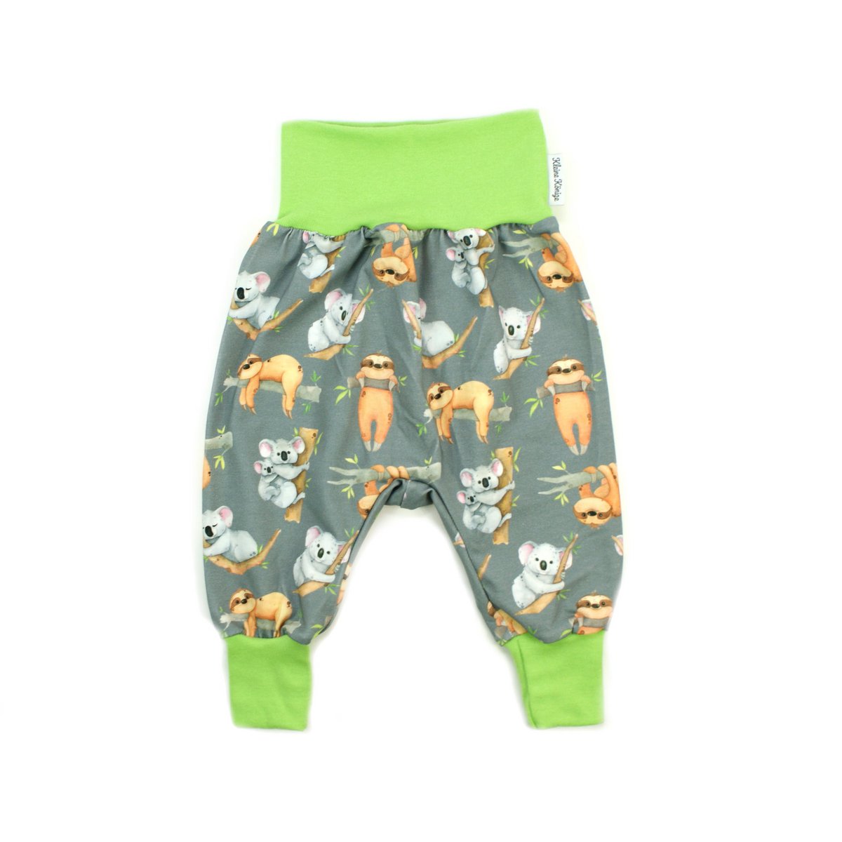 Pantalon bébé unisexe koala et paresseux gris, citron